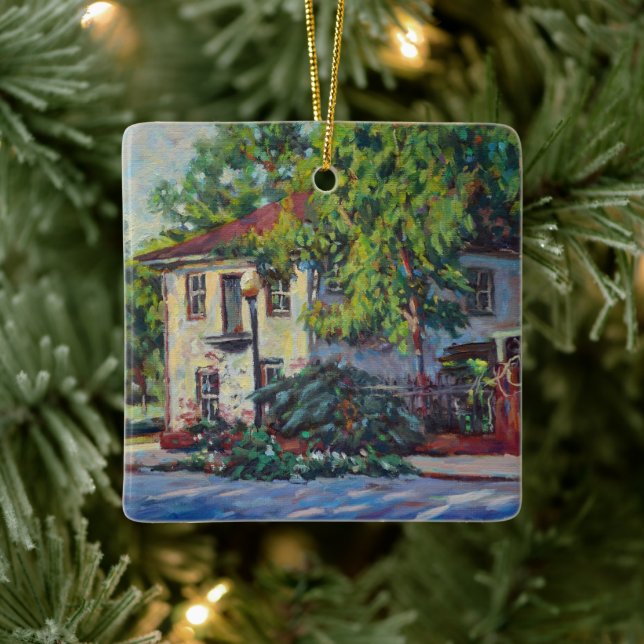 Schöne historische Zuhause in New Harmonie Indiana Keramikornament (Baum)