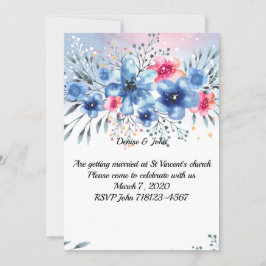 Schöne Hochzeit der Aquarellfarben-Blume Einladung