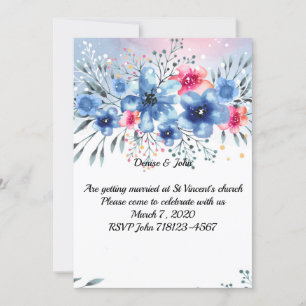 Schöne Hochzeit der Aquarellfarben-Blume Einladung