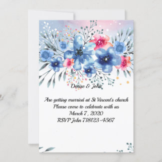 Schöne Hochzeit der Aquarellfarben-Blume Einladung