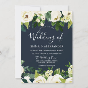 Schöne Hochzeit der Weißen Blume Einladung