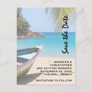 Schöne Hochzeit des tropischen Strandes Save the D Einladungspostkarte