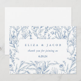 Schöne Hochzeit in Blau und Weiß Dankeskarte