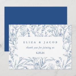 Schöne Hochzeit in Blau und Weiß Dankeskarte