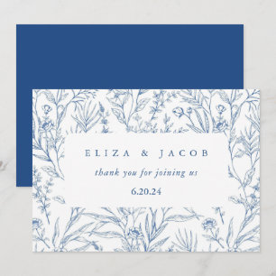 Schöne Hochzeit in Blau und Weiß Dankeskarte