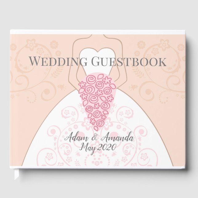 Schöne Hochzeit in Rosa und Weiß Gästebuch (Vorderseite)