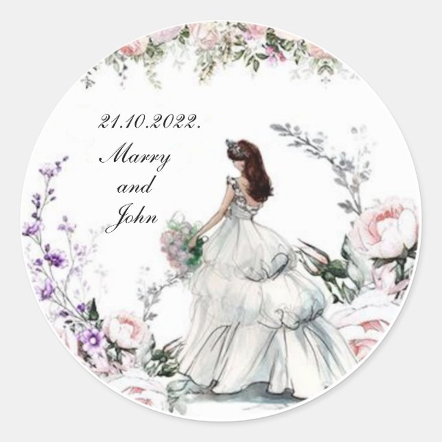 Schöne Hochzeit Runder Aufkleber (Vorderseite)