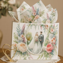 Schöne Hochzeitsflora mit Bride Groom Geschenktasc