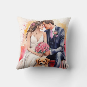 Schöne Hochzeitskuppel Wasserfarbe Kissen