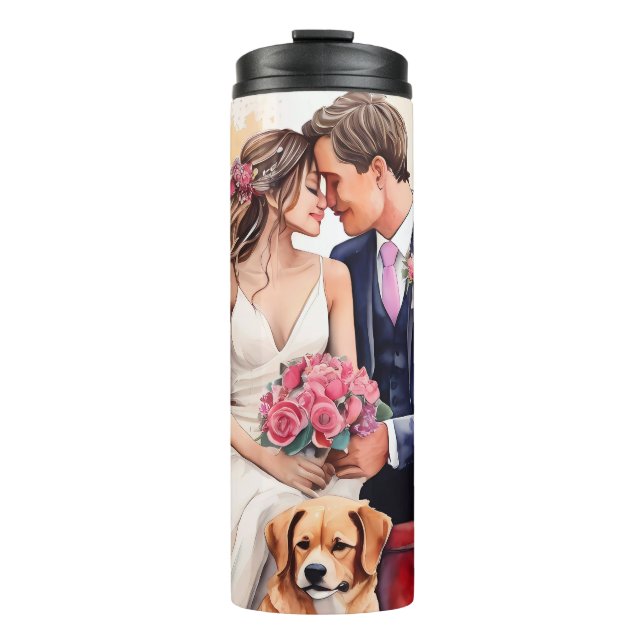 Schöne Hochzeitskuppel Wasserfarbe Thermosbecher (Vorderseite)