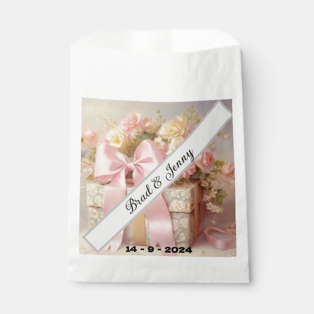 Schöne Hochzeitsstimmung mit Blume Geschenktütchen (Vorderseite)