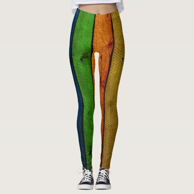 schöne Holzplanken Leggings (Vorderseite)