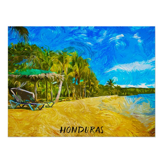 Schöne Honduras Ozean Blick Ölfarbe Poster (Vorderseite)