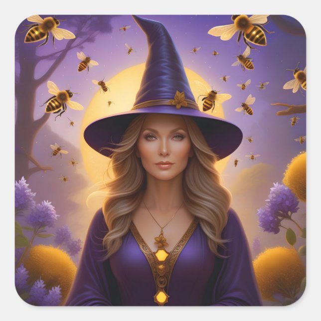 Schöne Honeybee Hexe Quadratischer Aufkleber (Vorderseite)