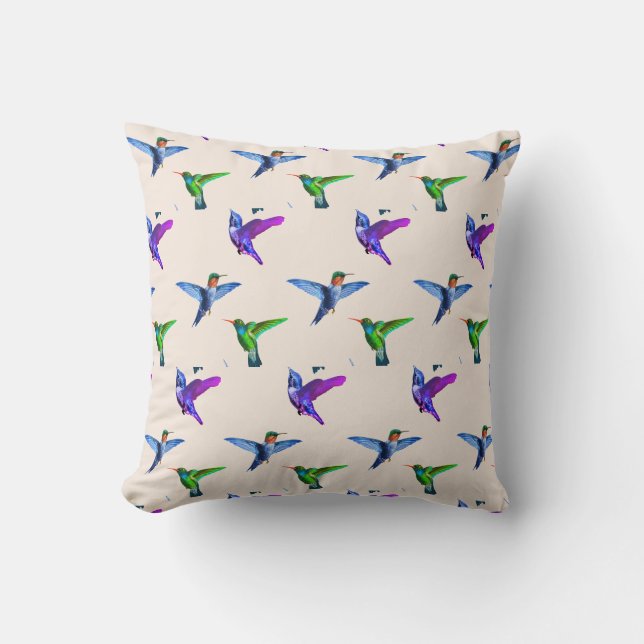 Schöne Hummingbirds auf Light Champagne Beige Kissen (Vorderseite)