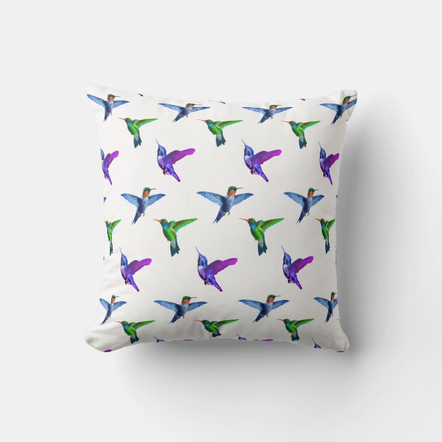 Schöne Hummingbirds auf Weiß Kissen (Vorderseite)