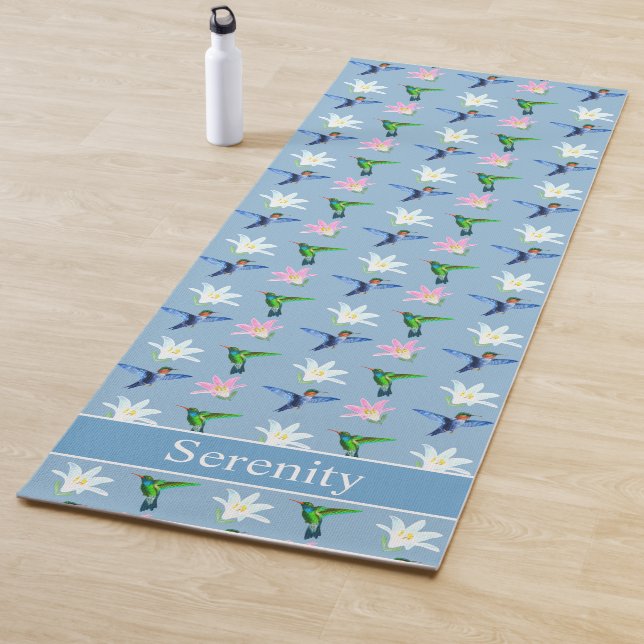 Schöne Hummingbirds & Blume auf Light Blue Yogamatte (Beispiel)