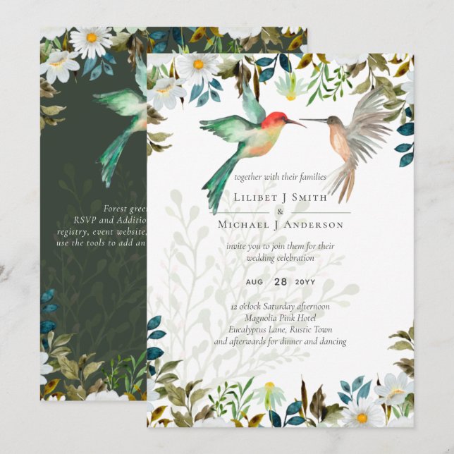 Schöne HUMMINGBIRDS Couple Wedding (Vorne/Hinten)