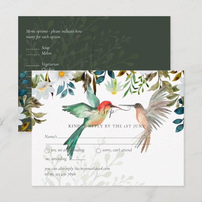Schöne HUMMINGBIRDS Couple Wedding Postkarte (Vorne/Hinten)