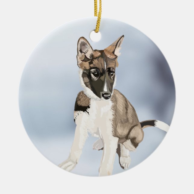 Schöne Husky Welpe Keramik Ornament (Vorne)