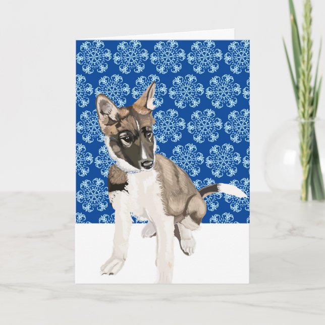 Schöne Husky Welppy Blank Weihnachten Karte (Vorderseite)
