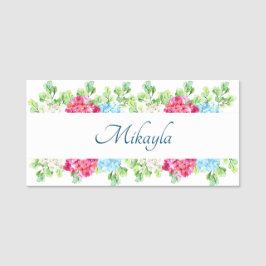 Schöne Hydrangea-Blume Namensschild