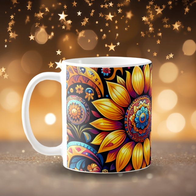 Schöne, hyperrealistische Sonnenblumen Kunst Kaffeetasse (Von Creator hochgeladen)