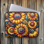 Schöne, hyperrealistische Sonnenblumen Kunst Laptopschutzhülle<br><div class="desc">Schöner Steampunksonnenblütenstrümpel. Hyper realistische ai Art zeigt gelbe und blaue Sonnenblumen auf abstrakte Weise.</div>