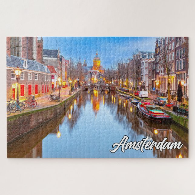 Schöne iconische Stadt Amsterdam, Niederlande (Horizontal)
