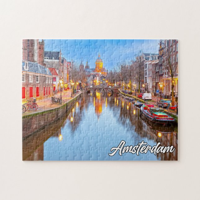 Schöne iconische Stadt Amsterdam, Niederlande (Horizontal)