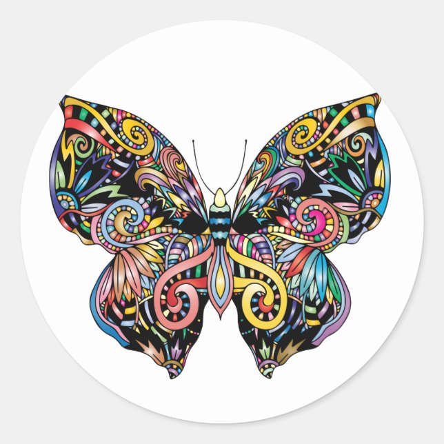 Schöne illustrierte Butterfly Runder Aufkleber (Vorderseite)