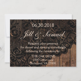 Schöne Imitate Hochzeitsempfang aus Holz und Spitz Einladung