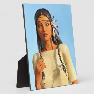 Schöne indianische Frau Eingeborenen-Outfit Fotoplatte