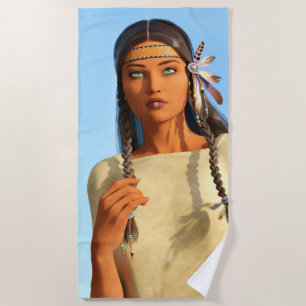 Schöne indianische Frau Eingeborenen-Outfit Strandtuch