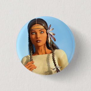 Schöne indianische Frau Indigene Kleidung Button