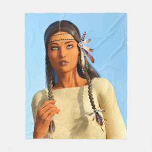 Schöne indianische Frau Indigene Kleidung Fleecedecke