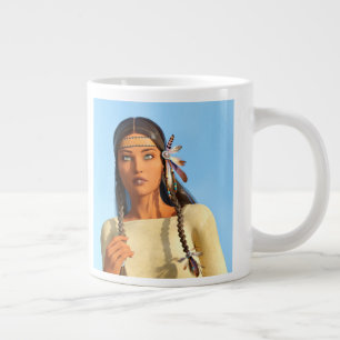 Schöne indianische Frau Indigene Kleidung Jumbo-Tasse