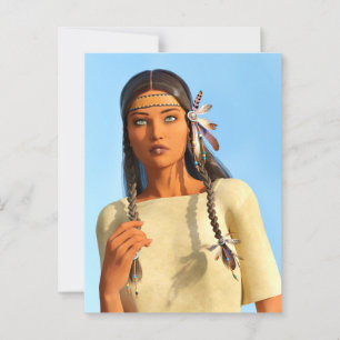 Schöne indianische Frau Indigene Kleidung Postkarte