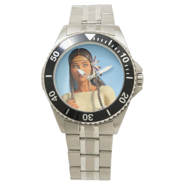 Schöne indigene Amerikanerin Armbanduhr (Vorderseite)