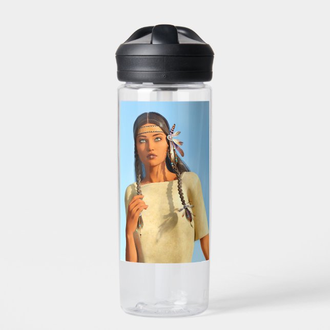 Schöne indigene Amerikanerin Trinkflasche (Vorderseite)