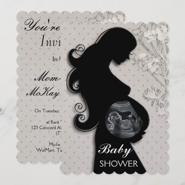 Schöne, individuell anpassbare BABY DUSCHE EINLADU Einladung (Vorne/Hinten)