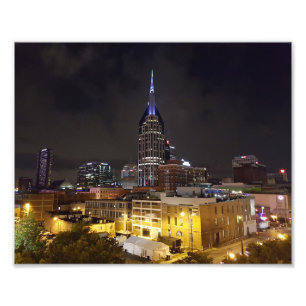 Schöne Innenstadt Nashville Tennessee bei Nacht Fotodruck