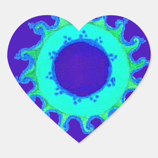 Schöne Iridescent Blue Floral Art Ölgemälde Herz-Aufkleber (Vorderseite)