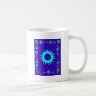 Schöne Iridescent Blue Floral Art Ölgemälde Kaffeetasse