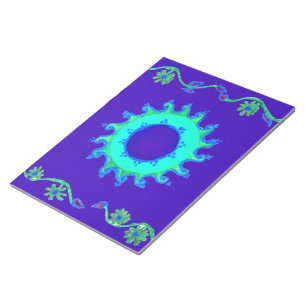 Schöne Iridescent Blue Floral Art Ölgemälde Notizblock