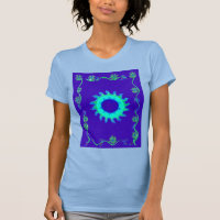Schöne Iridescent Blue Floral Art Ölgemälde