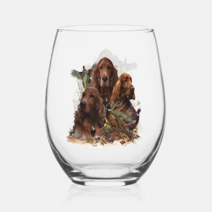 Schöne irische Setter mit Pheasant , Kunst Weinglas Ohne Stiel