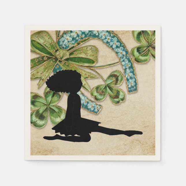 Schöne irische Tänzerin, Kleeblatt und Horseshoe Serviette (Vorderseite)