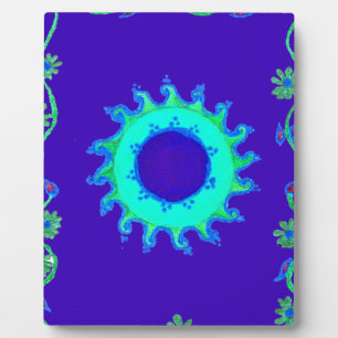 Schöne irisierende blaue Blumen-Kunst-Ölgemälde Fotoplatte