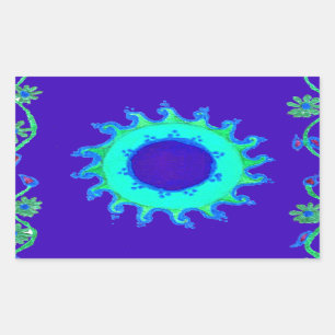 Schöne irisierende blaue Blumen-Kunst-Ölgemälde Rechteckiger Aufkleber